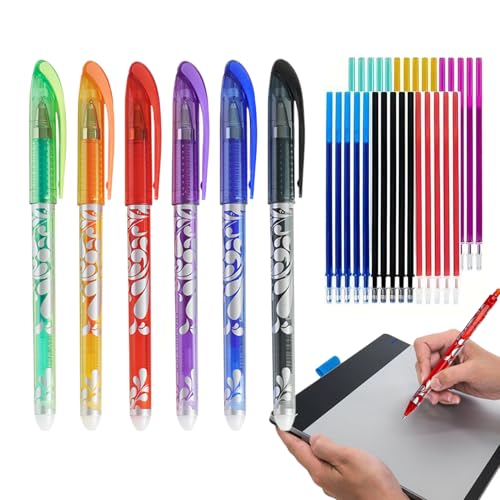 Erasable Pens, 6 Color Ink Writing Set with 0.5mm Fine Point Tips 30 Smooth Refills, Reusable Drawing Note Taking Tools Ideal for Kids, Adults, School, Work, and Creative Erasable Pens, 6 Color Ink Writing Set with 0.5mm Fine Point Tips 30 Smooth Refills, Reusable Drawing Note Taking Tools Ideal for Kids, Adults, School, Work, and Creative von Nuyhgtr