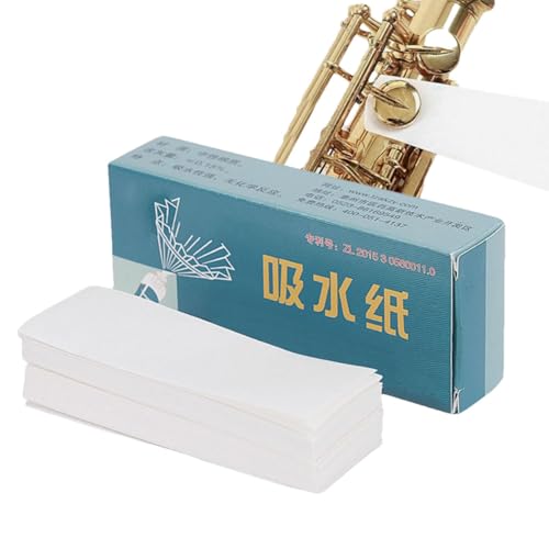Flute Absorbent Paper Pack of 100, Anti Stick Cleaner Sheets, Portable Drying Pad for Woodwind Instruments, Saxophone, Clarinet, and Flute Maintenance (White) von Nuyhgtr