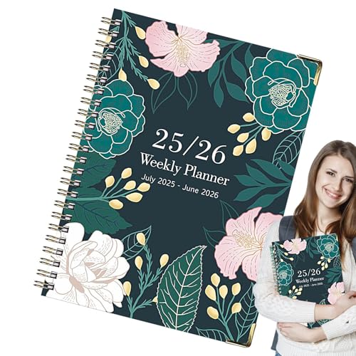 Nuyhgtr Ringed Notebook, A5 Coil Diary Floral Design, Thick English Notepad for Bullet Journaling, Note-Taking, College, Office, and Daily Planning, 8.54x6.22x0.59 Inches von Nuyhgtr