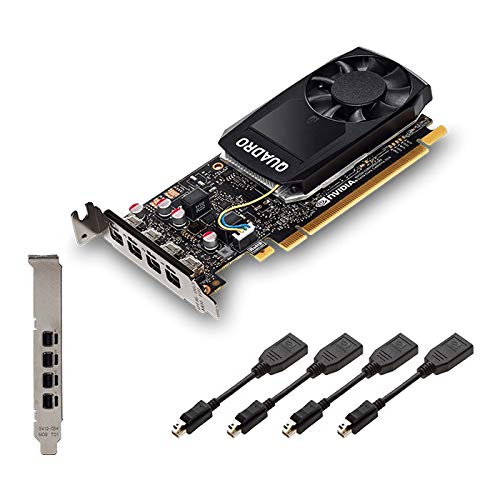 Nvidia Quadro P1000 Professionelle Grafikkarte PCIe Express 4 GB GDDR5 4X Mini DisplayPort Low & High Profile – Schwarz – Inklusive 8 Display-Kabeln – Neue gewöhnliche OEM-Karte in Box von Nvidia Quadro