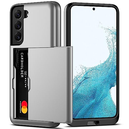 Nvollnoe Schutzhülle für Samsung S22 mit Kartenhalter, 5G, 15,5 cm (6,1 Zoll), schmal, doppellagig, strapazierfähig, schützende Galaxy S22, versteckter Kartenschlitz, Brieftaschen-Hülle für Samsung von Nvollnoe