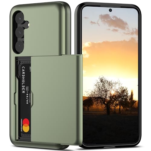 Nvollnoe Schutzhülle für Samsung S24 Plus mit Kartenhalter, zweilagig, strapazierfähig, versteckter Kartenschlitz, schlanke Brieftaschen-Schutzhülle für Samsung S24 Plus 16,6 cm (6,6 Zoll), Grün von Nvollnoe