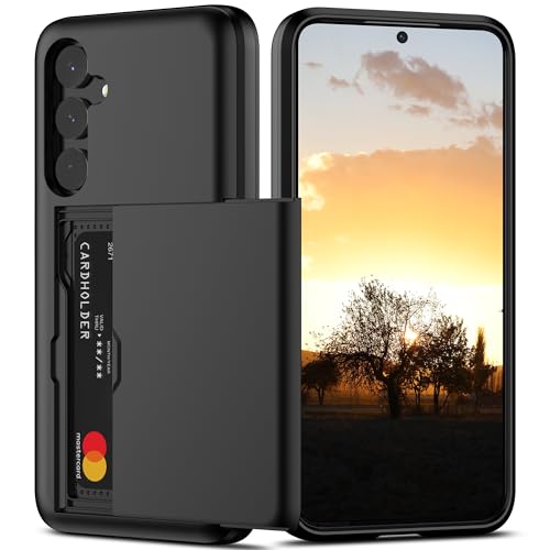 Nvollnoe Schutzhülle für Samsung S24 Plus mit Kartenhalter, doppellagig, strapazierfähig, versteckter Kartenschlitz, schlanke Brieftaschen-Abdeckung für Samsung S24 Plus 17,5 cm (6,7 Zoll) (schwarz) von Nvollnoe