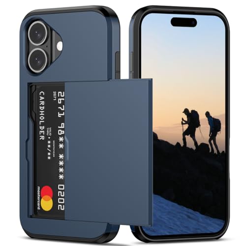 Nvollnoe Schutzhülle für iPhone 16 mit Kartenhalter, strapazierfähig, doppellagig, stoßfest, versteckter Kartenschlitz, schlanke Brieftaschen-Schutzhülle für iPhone 16 für Damen und Herren, 15,5 cm Nvollnoe Schutzhülle für iPhone 16 mit Kartenhalter, strapazierfähig, doppellagig, stoßfest, versteckter Kartenschlitz, schlanke Brieftaschen-Schutzhülle für iPhone 16 für Damen und Herren, 15,5 cm von Nvollnoe