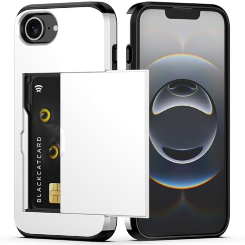 Nvollnoe Schutzhülle für iPhone 16e mit Kartenhalter, zweilagig, strapazierfähig, schützend, versteckter Kartenschlitz, schlanke Brieftaschen-Schutzhülle für iPhone 16e, 15,5 cm (6,1 Zoll), Weiß von Nvollnoe