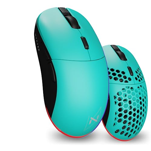 Nyfter - NYF22 Türkis-Black Wireless Gaming Gen2 Mouse Ultraleicht 75g leistungsstark mit 400mA 19K DPI, 400 IPS 1000 hz 50h Akkulaufzeit langlebig Zwei wechselbare Cases inkl. von Nyfter