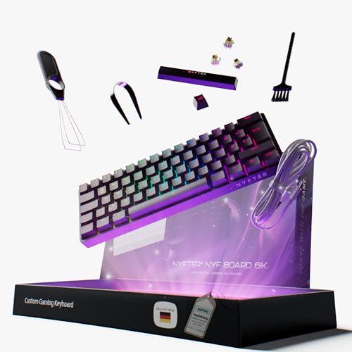 Nyfter - NYFBOARD GEN2 Gaming Computer Tastatur mit Gateron Yellow Switches - HOT-SWAPPABLE mechanisch RGB-Hintergrundbeleuchtung ISO-DE 60%-98% Layout für Gamer (Black, 60%) von Nyfter