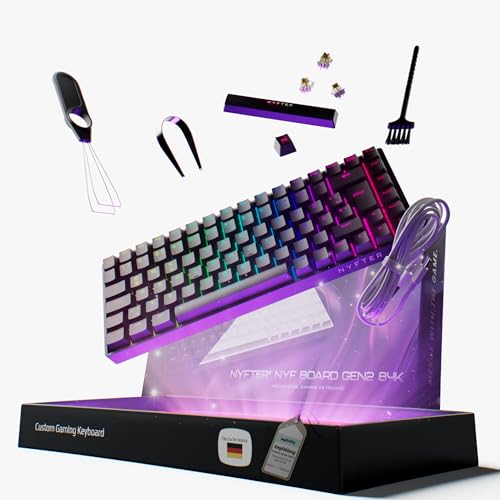 Nyfter - NYFBOARD GEN2 Gaming Computer Tastatur mit Gateron Yellow Switches - HOT-SWAPPABLE mechanisch RGB-Hintergrundbeleuchtung ISO-DE 60%-98% Layout für Gamer (Black, 75%) von Nyfter