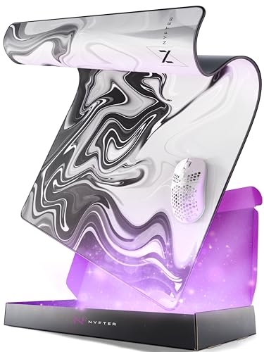 Nyfter - Premium XXL Gaming Mauspad Nyfpad 900x500mm Mousepad im Liquid Design Wellenfrei mit extra vernähten Kanten (White-Black) von Nyfter