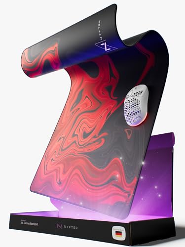 Nyfter XXL Gaming Mauspad Nyfpad - 900x500mm Mousepad - Liquid Design - Vernähte Kanten - Premium Mousepad (Black-Red) von Nyfter