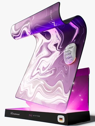 Nyfter XXL Gaming Mauspad Nyfpad - 900x500mm Mousepad - Liquid Design - Vernähte Kanten - Premium Mousepad (White-Purple) von Nyfter