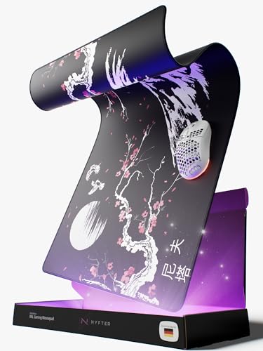 Nyfter - XXL Gaming Mauspad Sakura Weiß 900 x 500mm Premium Fuji Mousepad Size Groß vernähte Kanten langlebig mit high-end Glide und Anti-Rutsch von Nyfter