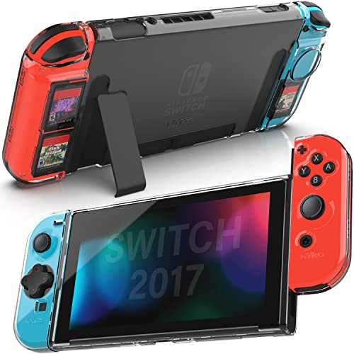 Steuerkreuz-Adapter & Schutzhülle für Joy-Con + Nintendo Switch inkl. Halterung für bis zu 3 Spiele-Cartridges, transparent (87276 Dpad Case Switch) von Nyko