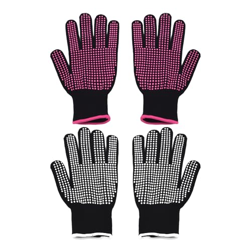 2 Paar Hitzebeständige Handschuhe, Feuerschutzhandschuhe, Isolierte Kochhandschuhe, rutschfeste Ofenhandschuhe, Geeignet Für Geeignet Zum Backen, Grillen, Lockiges Haar (Schwarz) von NyxSeat