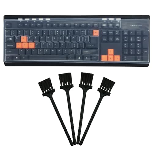 4 Stück Tastatur-Schutzfolie, 4 Stück staubdichte Bürsten, Staubschutz, transparente Tastatur-Schutzhülle, Silikon-Tastaturabdeckung, geeignet für Desktop-Computer-Tastaturen von NyxSeat