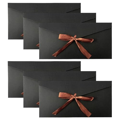 6 Stück Schwarze Bandumschläge aus Kraftpapier, Geschenkkartenumschläge, Leere Retro-Umschläge, Geeignet für Feiertagsfeiern, Einladungen, (22 X 11 cm) von NyxSeat