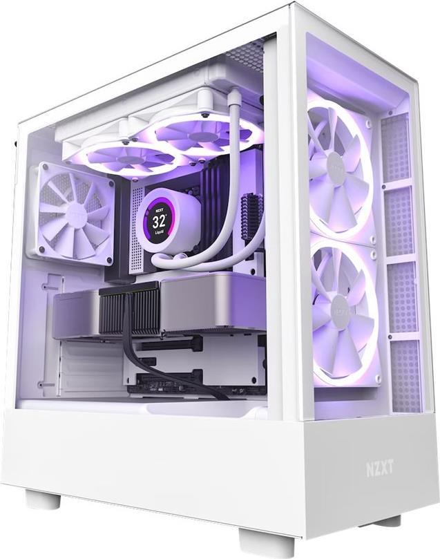 NZXT H series H5 Elite - Mid tower - E-ATX - Seitenteil mit Fenster (gehärtetes Glas) - keine Spannungsversorgung - weiß - USB/Audio (CC-H51EW-01) von Nzxt