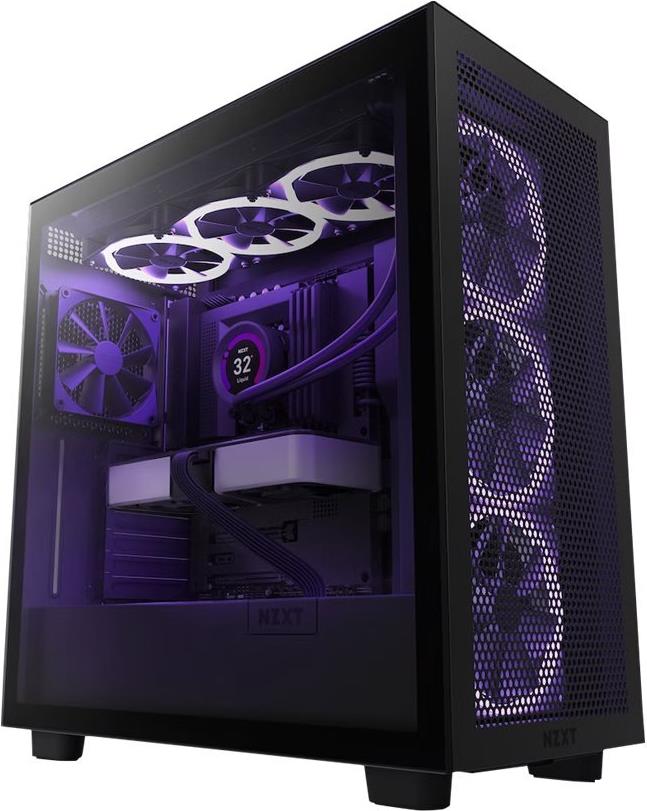 NZXT H series H7 Flow - Mid tower - ATX - Seitenteil mit Fenster (gehärtetes Glas) - keine Spannungsversorgung - mattschwarz - USB/Audio (CM-H72FB-01) von Nzxt