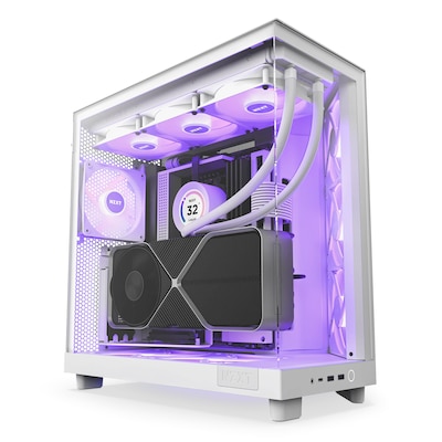 NZXT H6 Flow RGB Mid-Tower Airflow Gaming Gehäuse Weiß Glasfenster von Nzxt