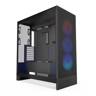 NZXT H7 Flow Black RGB (2024) Midi Tower ATX Gaming Gehäuse schwarz mit Glasfenster von Nzxt