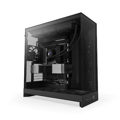 NZXT H9 Flow (2025) All Black Midi Tower ATX Gaming Gehäuse schwarz mit Glasfenster von Nzxt