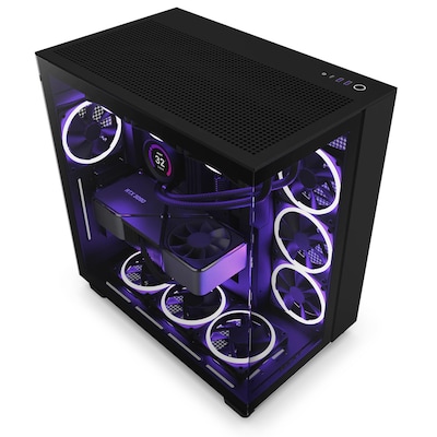 NZXT H9 Flow Black Midi Tower ATX Gaming Gehäuse schwarz mit Glasfenster von Nzxt