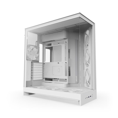NZXT H9 Flow RGB+ (2025) All White Midi Tower ATX Gaming Gehäuse weiß mit Glasfenster von Nzxt