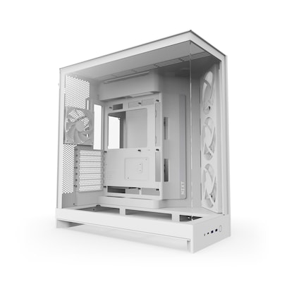 NZXT H9 Flow RGB (2025) All White Midi Tower ATX Gaming Gehäuse weiß mit Glasfenster von Nzxt