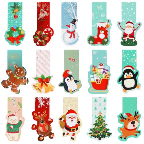 30 Stück Magnetische Lesezeichen Kinder, Lesezeichen Weihnachten, Magnet Lesezeichen kinder, Magnetlesezeichen Weihnachtsgeschenke, Buchmarkierungen Mitgebsel für Schüler Lehrer, Zuhause, Büro von O-Kinee