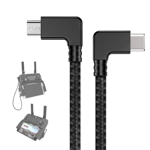 O'woda Micro USB zu Type C für Drohne Datenkabel OTG Kabel Nylon Datenübertragung 90 Grad Controller Kabel für DJI Mavic Mini/Pro/Mavic Air/Mavic 2 Pro & Zoom Drone zu Telefon/Tablet, 11,41 Zoll von O'woda
