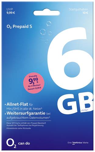 O2 Prepaid S Standard 04 23 Prepaid-Karte ohne Vertragsbindung von O2