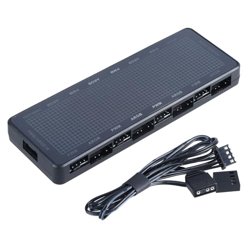 OAJABBGE ARGB PWM Lüftersteuerungs Hubs Mit Mehreren Ports Stromversorgung Und Fernbedienung Für Die Desktop Kühlung von OAJABBGE