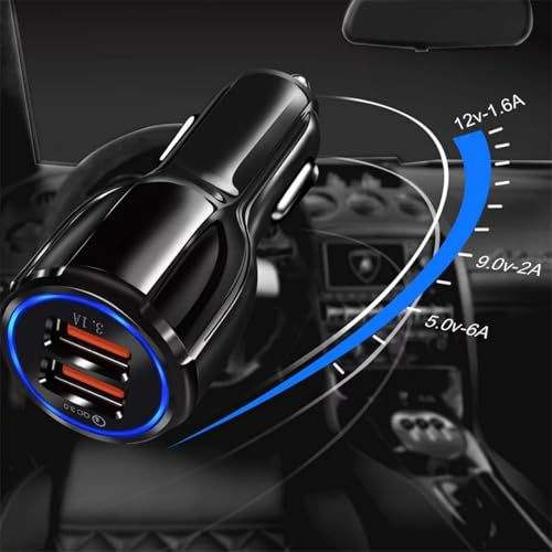 OAJABBGE Auto Ladungskopf USB Multiple Port 12-24V Fahrzeuge Schnellladeadapter Mit Kabel Für Smartphones Tablets Laptops von OAJABBGE