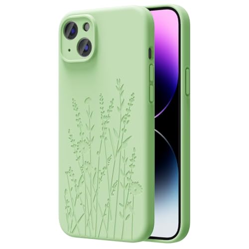 OAOA Magnetische Gravierte Hülle Kompatibel mit iPhone 14 Hülle, Kompatibel mit Magsafe, Kamera Rundumschutz, Schlanke Flüssigsilikon-Handyhülle für Frauen Mädchen, Helles Cyan Blume OAOA Magnetische Gravierte Hülle Kompatibel mit iPhone 14 Hülle, Kompatibel mit Magsafe, Kamera Rundumschutz, Schlanke Flüssigsilikon-Handyhülle für Frauen Mädchen, Helles Cyan Blume von OAOA