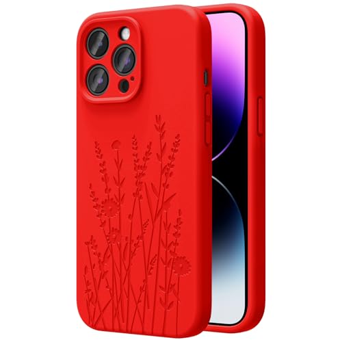 OAOA Magnetische Gravierte Hülle Kompatibel mit iPhone 14 Pro Hülle, Kompatibel mit Magsafe, Kamera Rundumschutz, Schlanke Flüssigsilikon-Handyhülle für Frauen Mädchen, Rote Blume OAOA Magnetische Gravierte Hülle Kompatibel mit iPhone 14 Pro Hülle, Kompatibel mit Magsafe, Kamera Rundumschutz, Schlanke Flüssigsilikon-Handyhülle für Frauen Mädchen, Rote Blume von OAOA