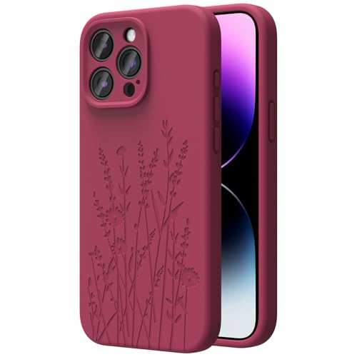 OAOA Magnetische Gravierte Hülle Kompatibel mit iPhone 15 Pro Hülle, Kompatibel mit Magsafe, Kamera Rundumschutz, Schlanke Flüssigsilikon-Handyhülle für Frauen Mädchen, Weinrote Blume OAOA Magnetische Gravierte Hülle Kompatibel mit iPhone 15 Pro Hülle, Kompatibel mit Magsafe, Kamera Rundumschutz, Schlanke Flüssigsilikon-Handyhülle für Frauen Mädchen, Weinrote Blume von OAOA