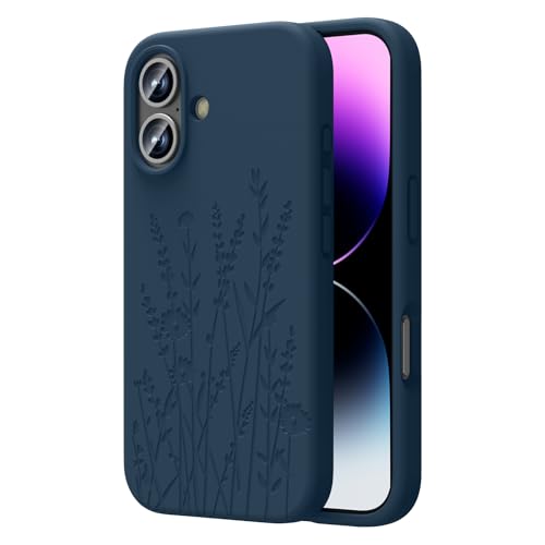 OAOA Magnetische Gravierte Hülle Kompatibel mit iPhone 16 Hülle, Kompatibel mit Magsafe, Kamera Rundumschutz, Schlanke Flüssigsilikon-Handyhülle für Frauen Mädchen, Dunkelblaue Blume OAOA Magnetische Gravierte Hülle Kompatibel mit iPhone 16 Hülle, Kompatibel mit Magsafe, Kamera Rundumschutz, Schlanke Flüssigsilikon-Handyhülle für Frauen Mädchen, Dunkelblaue Blume von OAOA