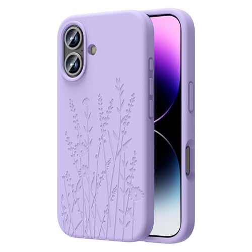OAOA Magnetische Gravierte Hülle Kompatibel mit iPhone 16 Hülle, Kompatibel mit Magsafe, Kamera Rundumschutz, Schlanke Flüssigsilikon-Handyhülle für Frauen Mädchen, Hellviolette Blume OAOA Magnetische Gravierte Hülle Kompatibel mit iPhone 16 Hülle, Kompatibel mit Magsafe, Kamera Rundumschutz, Schlanke Flüssigsilikon-Handyhülle für Frauen Mädchen, Hellviolette Blume von OAOA