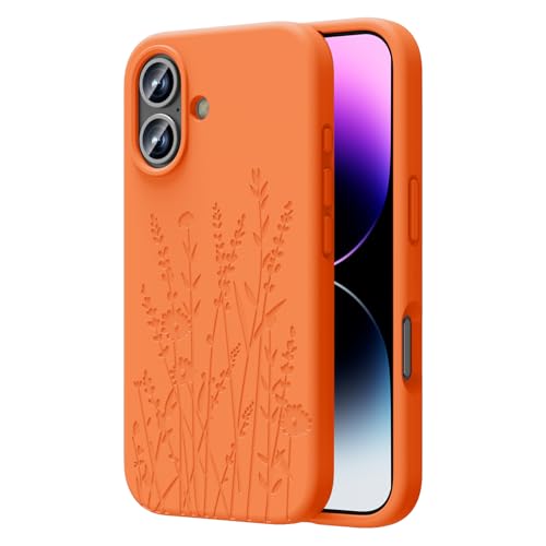 OAOA Magnetische Gravierte Hülle Kompatibel mit iPhone 16 Hülle, Kompatibel mit Magsafe, Kamera Rundumschutz, Schlanke Flüssigsilikon-Handyhülle für Frauen Mädchen, Orange Blume OAOA Magnetische Gravierte Hülle Kompatibel mit iPhone 16 Hülle, Kompatibel mit Magsafe, Kamera Rundumschutz, Schlanke Flüssigsilikon-Handyhülle für Frauen Mädchen, Orange Blume von OAOA