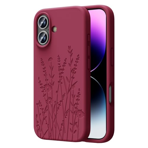 OAOA Magnetische Gravierte Hülle Kompatibel mit iPhone 16 Hülle, Kompatibel mit Magsafe, Kamera Rundumschutz, Schlanke Flüssigsilikon-Handyhülle für Frauen Mädchen, Weinrote Blume OAOA Magnetische Gravierte Hülle Kompatibel mit iPhone 16 Hülle, Kompatibel mit Magsafe, Kamera Rundumschutz, Schlanke Flüssigsilikon-Handyhülle für Frauen Mädchen, Weinrote Blume von OAOA