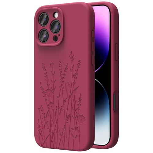 OAOA Magnetische Gravierte Hülle Kompatibel mit iPhone 16 Pro Max Hülle, Kompatibel mit Magsafe, Kamera Rundumschutz, Schlanke Flüssigsilikon Handyhülle für Frauen Mädchen, Weinrote Blume OAOA Magnetische Gravierte Hülle Kompatibel mit iPhone 16 Pro Max Hülle, Kompatibel mit Magsafe, Kamera Rundumschutz, Schlanke Flüssigsilikon Handyhülle für Frauen Mädchen, Weinrote Blume von OAOA