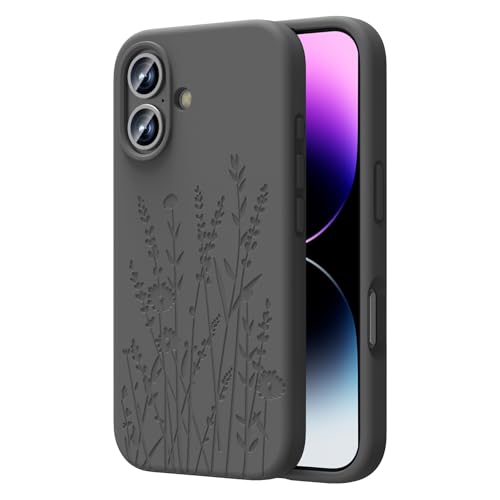 OAOA Magnetische gravierte Hülle, kompatibel mit iPhone 16, kompatibel mit Magsafe, Kamera-Rundumschutz, schlanke Flüssigsilikon-Handyhülle für Damen und Mädchen, graue Blume OAOA Magnetische gravierte Hülle, kompatibel mit iPhone 16, kompatibel mit Magsafe, Kamera-Rundumschutz, schlanke Flüssigsilikon-Handyhülle für Damen und Mädchen, graue Blume von OAOA