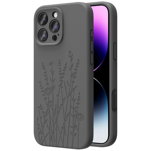 OAOA Magnetische gravierte Hülle, kompatibel mit iPhone 16 Pro Max, kompatibel mit Magsafe, Kamera-Rundumschutz, schlanke Flüssigsilikon-Handyhülle für Frauen und Mädchen, graue Blume OAOA Magnetische gravierte Hülle, kompatibel mit iPhone 16 Pro Max, kompatibel mit Magsafe, Kamera-Rundumschutz, schlanke Flüssigsilikon-Handyhülle für Frauen und Mädchen, graue Blume von OAOA