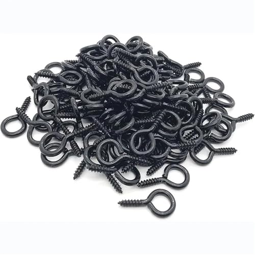 Schwarze verzinkte Ösenhaken mit Schraubverschluss, 50 Stück, 1 Zoll, selbstschneidende Ösenschrauben aus Metall for Aufhängen im Innen- und Außenbereich(4#) von OAOAO