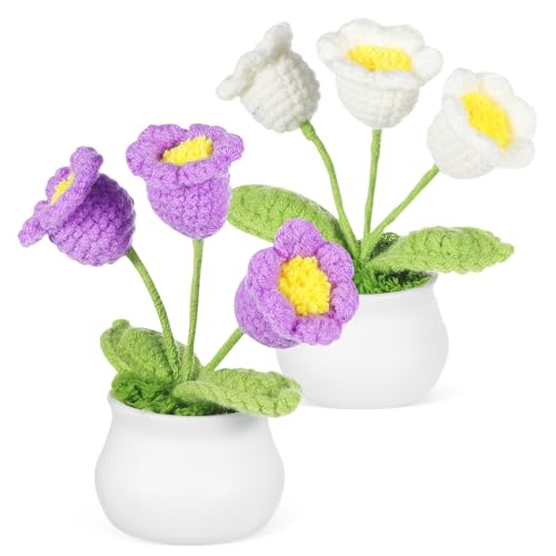 OATIPHO 2 Stück Maiglöckchen Blumenornamente Maiglöckchen Künstliche Nelken Schreibtisch Dekoration Häkelblumen Tulpen Künstliche Blumen Gestrickte Künstliche Blumen Garn von OATIPHO