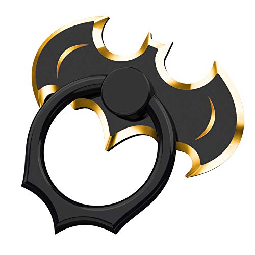 OATSBASF Handy-Ringständer mit Fledermaus-Motiv, Fingergriff, 360 Grad drehbar, kompatibel mit iPhone 16/15/14/13/12 Pro Max und anderen Smartphones (Schwarz + Gold) von OATSBASF