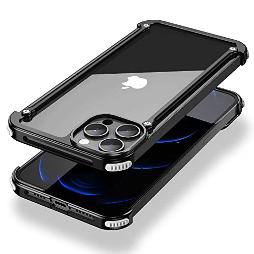 OATSBASF Schutzhülle aus Aluminium, kompatibel mit iPhone 14 Pro, minimalistischer Stil, Bumper-Schutzhülle für iPhone 14 Pro 6,1 Zoll, Schwarz von OATSBASF