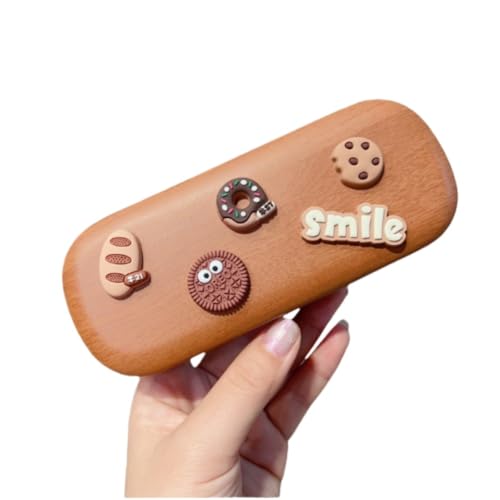 OATTIS Druckresistente Tragbare Rahmenbrille, Süße Studenten Holz Getreide Cartoon Sonnenbrille Aufbewahrungsbox,Farbe6 von OATTIS