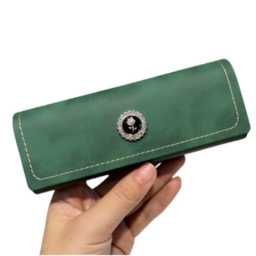 OATTIS Rose Mode Rahmen Gläser Box Retro Kleine und Tragbare Diamant Studded Druckbeständige Sonnenbrille Box Für Frauen,Color1 von OATTIS