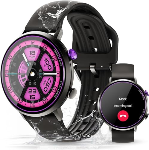 OBA Oukitel BT60 Fitnessuhr für Damen mit Gesundheitsüberwachung, 1,32 Zoll HD-Display, wasserdicht 5 ATM, Schwarz, Schwarz, M-L, Modern von OBA